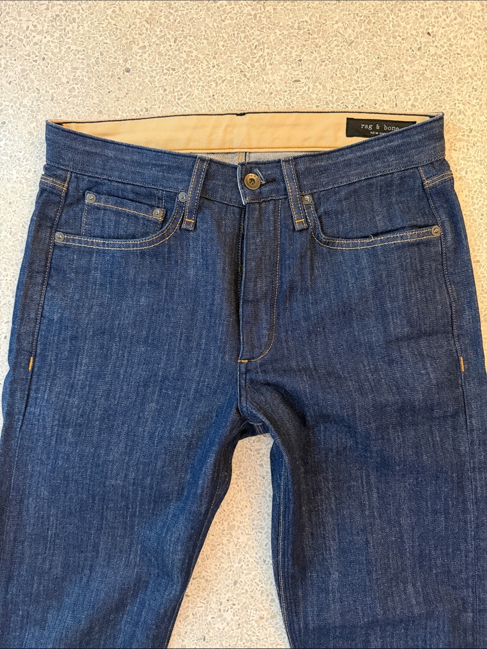 rag & bone Men’s Indigo Linen blend  Slim Straight Jeans 31 x 30